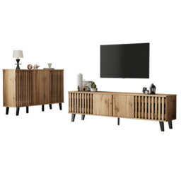Btm 2-Piece Tv Unit Set, 180Cm Tv Stand And 150Cm Sideboard, White - thumbnail 5