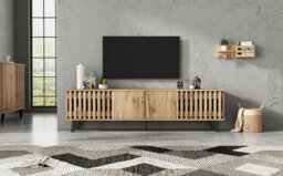 Btm 2-Piece Tv Unit Set, 180Cm Tv Stand And 150Cm Sideboard, White - thumbnail 9