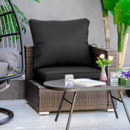 Outsunny Outdoor Seat And Back Cushion Set, Deep Seating Chair Cushion, Black - thumbnail 1