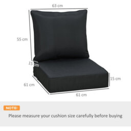 Outsunny Outdoor Seat And Back Cushion Set, Deep Seating Chair Cushion, Black - thumbnail 2