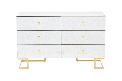 Orsina Classic Mirrored Drawer Chest,  Brass Finish 6 Drawer Chest, Storage Cabinet For Kitchen, Metallic Chest - image 1
