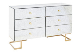 Orsina Classic Mirrored Drawer Chest,  Brass Finish 6 Drawer Chest, Storage Cabinet For Kitchen, Metallic Chest - thumbnail 2