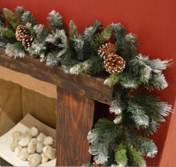 270Cm X 25Cm Artificial Snow Frosted Glacier Indoor Christmas Garland Pine Cones - thumbnail 2