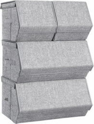 Songmics Set Of 4 Storage Boxes With Lids, Stackable Wardrobe Storage Organisers, Storage Bins With Magnetic Closures, - thumbnail 1