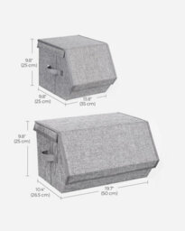 Songmics Set Of 4 Storage Boxes With Lids, Stackable Wardrobe Storage Organisers, Storage Bins With Magnetic Closures, - thumbnail 4