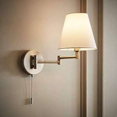 Valuelights Sonia Brushed Chrome Swing Arm Wall Light With Tapered Shade - image 1
