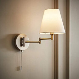 Valuelights Sonia Brushed Chrome Swing Arm Wall Light With Tapered Shade