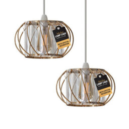 Metal Wire Cage Ceiling Light Shade Easy Fit Lamp Shade, Ceiling Hanging Indoor Pendant Light Lampshade Gold 18Cm  2 Pack - thumbnail 1