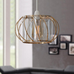 Metal Wire Cage Ceiling Light Shade Easy Fit Lamp Shade, Ceiling Hanging Indoor Pendant Light Lampshade Gold 18Cm  2 Pack - thumbnail 6