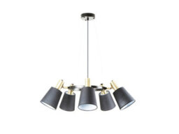 Luminosa Lighting Luminosa Gisela Multi Arm Pendant Ceiling Light Black, Brass 5Xe27 - Uk Stock - thumbnail 4