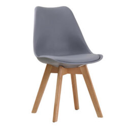 Direct Furniture Suppliers Ltd Louvre Pair Of Oak & Grey Dining Chairs With Comfy Padded Cushions - Modern Chairs For Home Living - H: 81Cm X W: 49Cm X D: 56Cm - thumbnail 4
