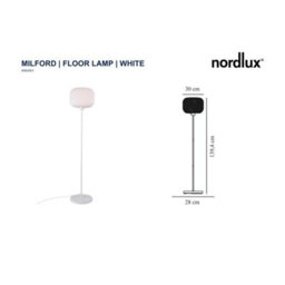Nordlux Milford Metal Floor Lamp Hand Blown Glass White,mains - thumbnail 6