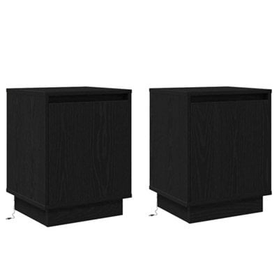 Berkfield Modern Bedside Cabinets With Led Lights 2 Pcs Black 39X34,5X50 Cm