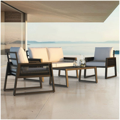 Tectake Captive Aluminum Garden Lounge Set In Rope Design Set 1 (1 X Sofa / 1 X Table / 2 X Armchairs) - Anthracite - image 1