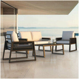 Tectake Captive Aluminum Garden Lounge Set In Rope Design Set 1 (1 X Sofa / 1 X Table / 2 X Armchairs) - Anthracite - thumbnail 1