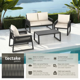 Tectake Captive Aluminum Garden Lounge Set In Rope Design Set 1 (1 X Sofa / 1 X Table / 2 X Armchairs) - Anthracite - thumbnail 2