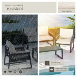 Tectake Captive Aluminum Garden Lounge Set In Rope Design Set 1 (1 X Sofa / 1 X Table / 2 X Armchairs) - Anthracite - thumbnail 7