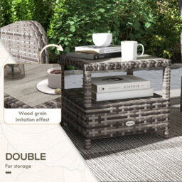 Outsunny 3 Pieces Rattan Bistro Set With Cushions For Outdoor, Brown - thumbnail 6