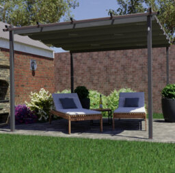 Aluminium Pergola Gazebo With Retractable Sunshade Canopy, Grey, 3.0X4.0M