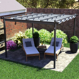 Aluminium Pergola Gazebo With Retractable Sunshade Canopy, Grey, 3.0X4.0M - thumbnail 2