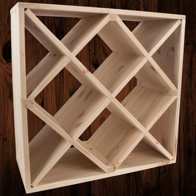 Woodeedoo Square Wooden Wine Rack 24 Bottle Cube Storage Stand Floor Standing Segmented Natural Unfinished Pine 52 X 52 X 25 Cm - image 1