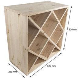 Woodeedoo Square Wooden Wine Rack 24 Bottle Cube Storage Stand Floor Standing Segmented Natural Unfinished Pine 52 X 52 X 25 Cm - thumbnail 8