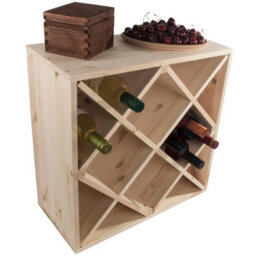 Woodeedoo Square Wooden Wine Rack 24 Bottle Cube Storage Stand Floor Standing Segmented Natural Unfinished Pine 52 X 52 X 25 Cm - thumbnail 9