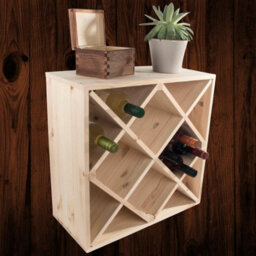 Woodeedoo Square Wooden Wine Rack 24 Bottle Cube Storage Stand Floor Standing Segmented Natural Unfinished Pine 52 X 52 X 25 Cm - thumbnail 2