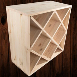 Woodeedoo Square Wooden Wine Rack 24 Bottle Cube Storage Stand Floor Standing Segmented Natural Unfinished Pine 52 X 52 X 25 Cm - thumbnail 4