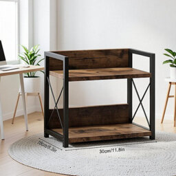 2 Tier Spice Rack Kitchen Shelf Organiser, Heavy-Duty Metal & Wood Stackable Storage Rack, Free Standing Worktop Spice Holder For - thumbnail 2