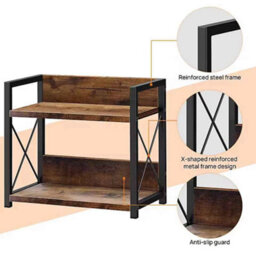 2 Tier Spice Rack Kitchen Shelf Organiser, Heavy-Duty Metal & Wood Stackable Storage Rack, Free Standing Worktop Spice Holder For - thumbnail 7