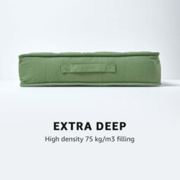 Homescapes Forest Green Cotton Armchair Booster Cushion - thumbnail 4