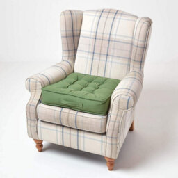 Homescapes Forest Green Cotton Armchair Booster Cushion - thumbnail 7