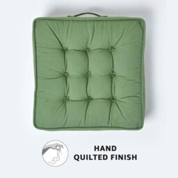 Homescapes Forest Green Cotton Armchair Booster Cushion - thumbnail 3