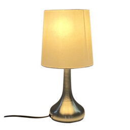Brushed Silver Touch Table Lamp With Cream Shade Pair Modern Bedside Light, Led Compatible - thumbnail 2