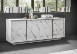 FurniComp LTD Furnicomp Glacia 4 Door 180Cm White Marble Effect Sideboard - thumbnail 1