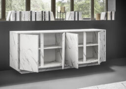 FurniComp LTD Furnicomp Glacia 4 Door 180Cm White Marble Effect Sideboard - thumbnail 2