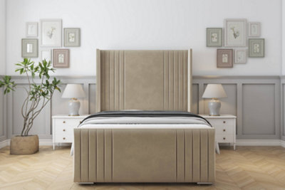 "Sloomy Camden Almond Coniston Bed Frame With 50"" Upholstered Wingback Headboard 4'6 Double" - image 1