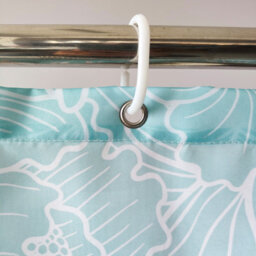 Neel Blue Shower Curtain With Hooks, Floral Leaves, 180Cm X 180Cm - thumbnail 4