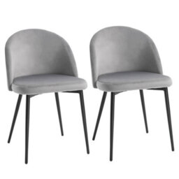 Homcom Modern Set Of 2 Upholstered Fabric Bucket Seat Dining Chairs, Grey - thumbnail 2