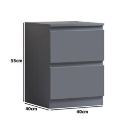 Fwstyle Carlton Dark Grey 2 Drawer Bedside Table Chest (H) 55Cm (W) 40Cm (D) 40Cm - thumbnail 5
