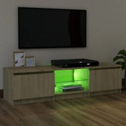 Berkfield Tv Cabinet With Led Lights Sonoma Oak 120X30X35.5 Cm - thumbnail 4
