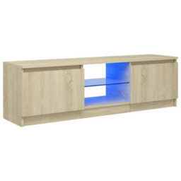 Berkfield Tv Cabinet With Led Lights Sonoma Oak 120X30X35.5 Cm - thumbnail 2