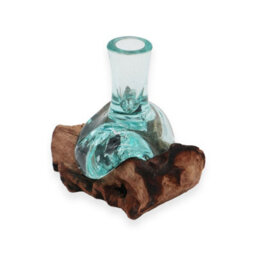 Molton Glass Small Flower Vase On Wood - thumbnail 2