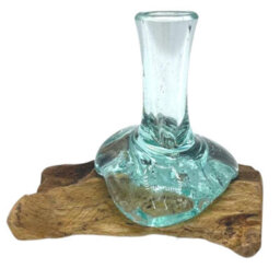 Molton Glass Small Flower Vase On Wood - thumbnail 3