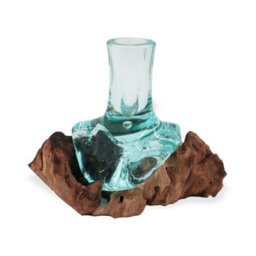Molton Glass Small Flower Vase On Wood - thumbnail 1
