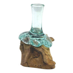 Molton Glass Small Flower Vase On Wood - thumbnail 4