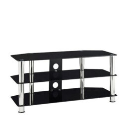 "MMT Funiture Designs mmt Black Glass Tv Stand 3 Shelf 1050mm Unit For 32 To 50"" Tvs" - thumbnail 2