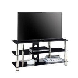"MMT Funiture Designs mmt Black Glass Tv Stand 3 Shelf 1050mm Unit For 32 To 50"" Tvs" - thumbnail 1