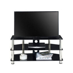 "MMT Funiture Designs mmt Black Glass Tv Stand 3 Shelf 1050mm Unit For 32 To 50"" Tvs" - thumbnail 4